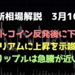 ビットコインは反発後に下落｜イーサリアムが上がりそう｜リップル急騰が近い｜ビットコイン、イーサリアム、リップルの値動きを解説