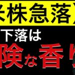 【米株急落】この下落は危険な香りがします！日本の影響を見ると週明け危険ゾーンで始まりそう？