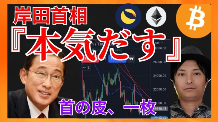 岸田首相『本気だす』 市場は首の皮一枚！ 仮想通貨ニュース+ビットコイン イーサリアム LUNC 相場分析
