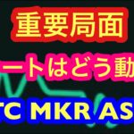 【仮想通貨チャート分析】本日の注目通貨「BTC・ASTR・MKR」