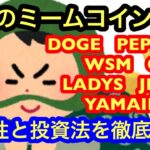 【大注目！WSM・CAW・YAMAINU・JIJI・DOGE・PEPE・LADYS】話題のミームコインを徹底解説！