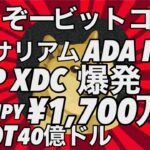 ビットコイン 1,700万 イーサリアム IOTA ADA XRP XDC が爆発　また登場USDT 40億ドル