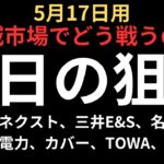 【暴落に活路】チャートで見る明日の狙い｜ソシオネクスト、三井E&S、名村造船、北海道電力、カバー、霞ヶ関、TOWA等