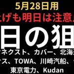 【明日は注意】チャートで見る明日の狙い｜北海道電力、カバー、ソシオネクスト、ルネサス、TOWA、川崎汽船等