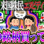 【新NISA/投資】すまん、米国株民の君らはエヌビディア以外になんの銘柄買ってんの？【2ch有益スレ/お金/S&P500/NASDAQ100/FANG+/nVIDIA/野村半導体】