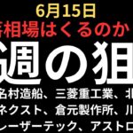 【暴落くるか】チャートで見る来週の狙い｜カバー、名村造船、ソシオネクスト、三菱重工業、北海道電力、倉元製作所、川崎汽船、TOWA、アストロスケール等