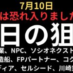 【注目銘柄】チャートで見る明日の狙い｜三菱重工業、ソシオネクスト、NPC、カバー、名村造船、川崎重工業、FPパートナー、セルシード、PostPrime等