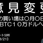 BTCチャート分析【2024/8/21】意見変更！！最後の買い場は近い！？BTCは１０万ドルへ！？S&P500・日経平均・ドル円・Gold・アルトコイン