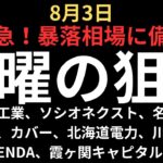 【日本株緊急事態】月曜暴落に備えやるべきこと｜チャート解説は三菱重工業、ソシオネクスト、名村造船、川崎汽船、カバー、GENDA、霞ヶ関キャピタル等