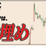 ビットコイン下落スタート。下目線だがまずは窓埋めの上昇を静観する。