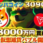 【仮想通貨速報】シバコイン3090億枚！５億8000万円分が買われた！ビットコインも58,000ドルまで上昇でついに仮想通貨バブル開始か！？（BTC、SHIB、TON、TRX）