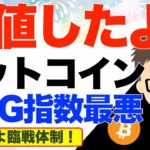 ビットコイン（BTC）！更なる下落止まらない！指値したよ！〜恐怖と強欲指数最悪で！いよいよ臨戦体制！