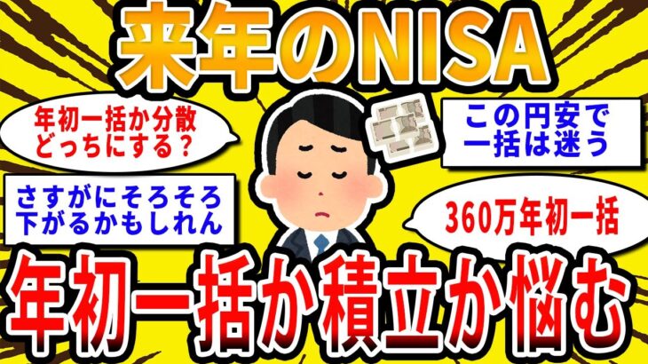 【2chお金の話題】来年からNISAを年初一括にしようかマジで悩むんだが【2ch有益スレ】