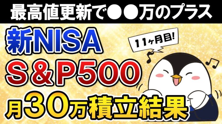 【最高値更新】新NISAでeMAXIS Slim米国株式(S&P500)に月30万積立したらいくら増えた？【11ヶ月目で元本330万】