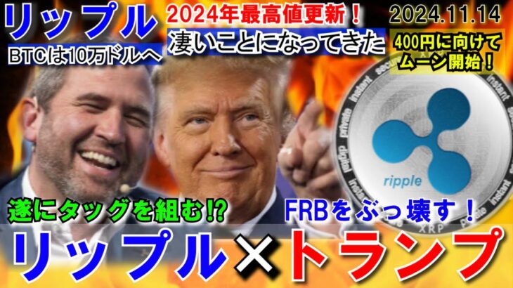 リップル（XRP）×トランプの最強タッグが遂に実現⁉BTC10万ドル突破は目前に！FRB、SECの寿命はもうない⁉過去最高値の更新まであと僅か！