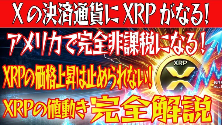 【XRPの価格上昇は止められない！】Xの決済通貨にXRPがなる！アメリカで完全非課税になる！【仮想通貨】【BTC】【ビットコイン】【SHIB】【リップル】