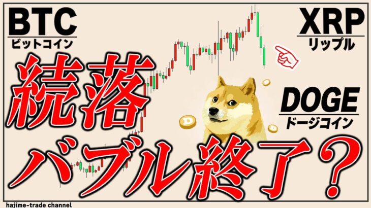 バブル崩壊？！仮想通貨市場大暴落！ビットコイン,リップル,ドージコインの今後とトレードで利益を上げる方法についてお話します