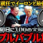 【XRP（リップル）】トランプ大統領就任でイーロンマスクと最強タッグ結成？就任初日に100の大統領令でリップルバブル超加速！最低4倍確定情報を公開します【仮想通貨】【ビットコイン】【SHIB（柴犬）】