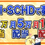 【夢の不労所得】SBI・SCHDで月3万・5万・10万の配当シミュレーション！特定口座・新NISA口座のケース別に紹介