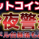 ビットコイン今夜に警戒。最悪のシナリオで８万ドル台までの大暴落も可能性あり？？