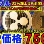 リップル（XRP)仮想通貨サミットで一旦750円！SECがリップル訴訟を取り下げる⁉XRP,SOL,ADAがアメリカ準備金示唆で爆上げするも暴落！なぜなのか？