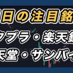 【明日の注目銘柄  指数＆個別株チャート分析】 メタプラネット・楽天銀行・任天堂・サンバイオ