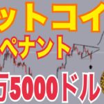 【ビットコイン】強気ペナント形成16万5000ドルまで上昇の可能性！？仮想通貨取引所への流入大幅減少で爆上げ近い！？