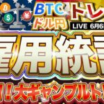 【FXライブ配信】ビットコイン超注目の雇用統計で大ギャンブルトレード！今後の買い場も徹底解説※テクニカルトレード※《仮想通貨 暗号通貨 ビットコイン リップル FX 》