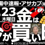 【朝株！(投資情報)】金は今が買い時？金(Gold)が下がっている。その要因は？このあと上がるのか？ラジオヤジが解説。主要銘柄、注目銘柄のチャート分析も●注目銘柄：1540金ETF、9983ファストリ