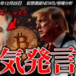 【重要】イーロンマスク強気発言！来年の米株市場、ビットコインは強い？