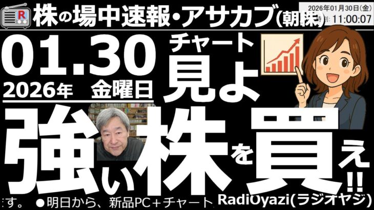 【朝株！(投資情報)】チャートを見よ！強い株を買え！先高感が強い今、チャートを見て、値上がりが期待できる銘柄の「押し目」を買おう。売買代金上位で「チャートが強い銘柄」を紹介する。高値掴みには要注意。笑