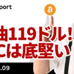 原油119ドル！日経4000円安！その割にビットコインは底堅い