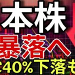 日本株、大暴落！日経平均株価4万円、ビットコイン40%下落へ?!