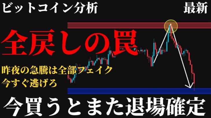 【至急⚠️】ビットコイン今後の見通し。昨夜の急騰は全戻しの罠、今飛びつくとまた退場。だまされる前に見るべきたった1つの基準とは《 仮想通貨 暗号通貨 ビットコイン BTC FX 》