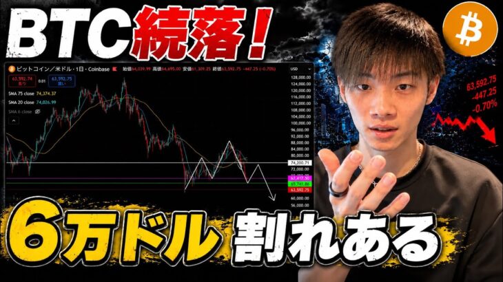 【6万ドル割れあるぞ】　ビットコイン続落の今後の展開