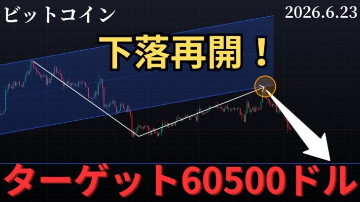 📈ビットコイン下落再開❗️ターゲット60500ドル🎯