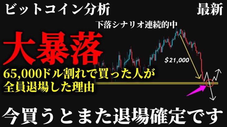 【必見⚠️】ビットコイン”暴落継続”62,000ドル割れで更なる急落が来る。今買うとまた退場確定になる理由と本命シナリオとは《 仮想通貨 暗号通貨 ビットコイン BTC FX 》