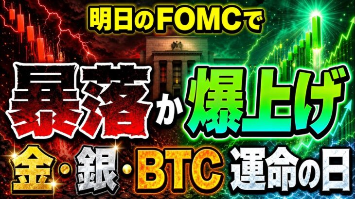 【緊急警告】明日のFOMCで全てが変わる。金・銀・ビットコイン「大暴落か爆上げか」運命の分かれ道！