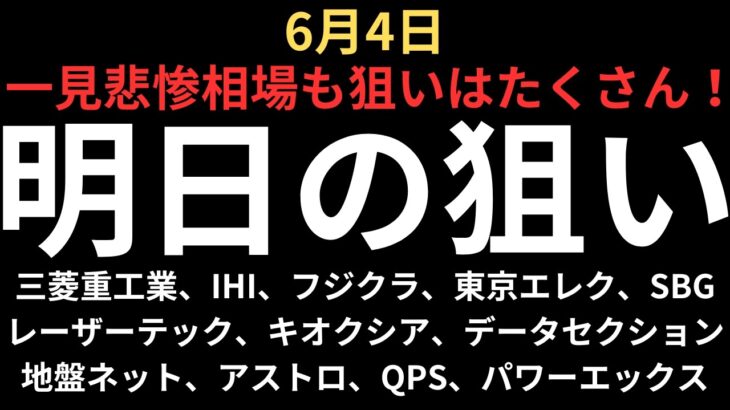 【悲惨相場の中に光あり】チャートで見る明日の注目銘柄｜三菱重工業、IHI、フジクラ、東京エレク、ソフトバンク、レーザーテック、キオクシア、データセクション、地盤ネット、アストロ、QPS、パワーエックス