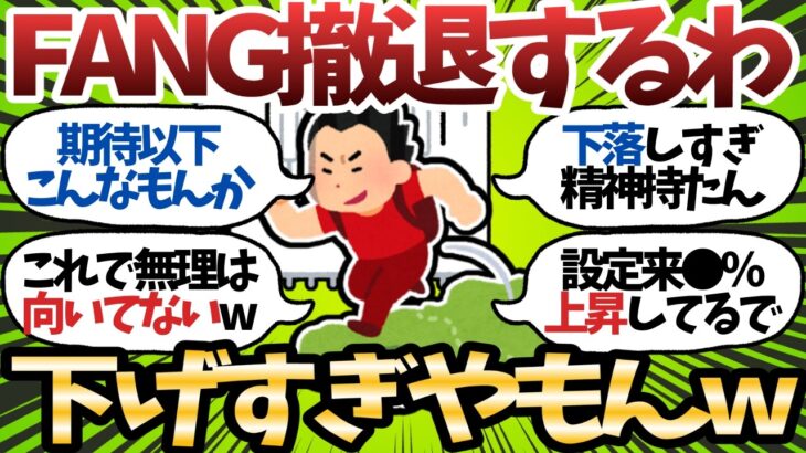 【新NISA】FANG+民、たった10%下落で続々と撤退中wもう向いてないやろこれ【2chお金スレ】