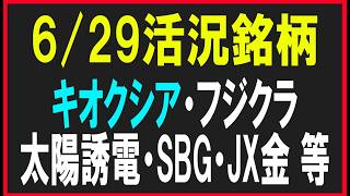 今日の活況銘柄を見てみる！（キオクシア・フジクラ・太陽誘電・SBG・JX金属・村田製作所　等）株式テクニカルチャート分析