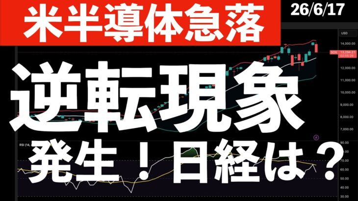 【米半導体急落】逆転現象発生で日本株は？　#米国株 #日経平均 #sp500 #soxl #nvda