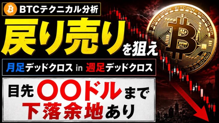 ビットコイン暴落はまだ終わらない。月足×週足デッドクロスが示す〇〇ドルまで下落する可能性