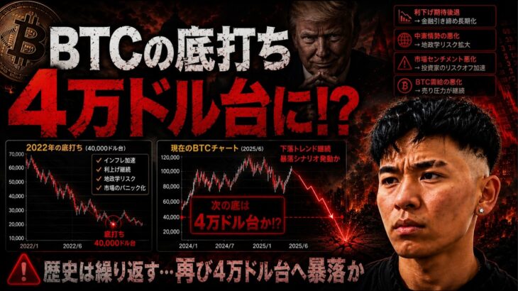 ビットコイン４万ドル台での１０月に底打ちする理由とは！？来週の日銀の利上げは市場を暴落に落とす！？