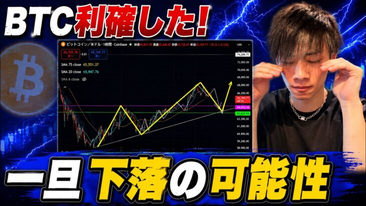 【ビットコイン利確！】　いったん下落の可能性。その後の押し目で再度買う！