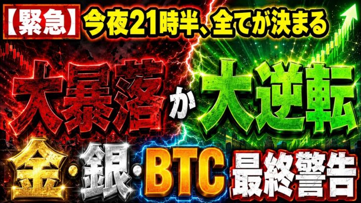 【緊急配信】今夜21時半、全てが決まる。金・銀・BTC「大暴落」か「大逆転」か…最終警告発動！