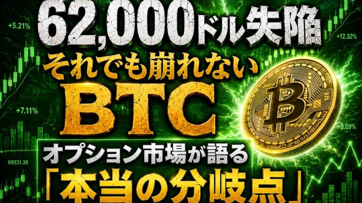 62,000ドル失陥 それでも崩れないBTC オプション市場が語る「本当の分岐点」